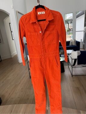 AMO Women's Orange Corduroy Jumpsuit